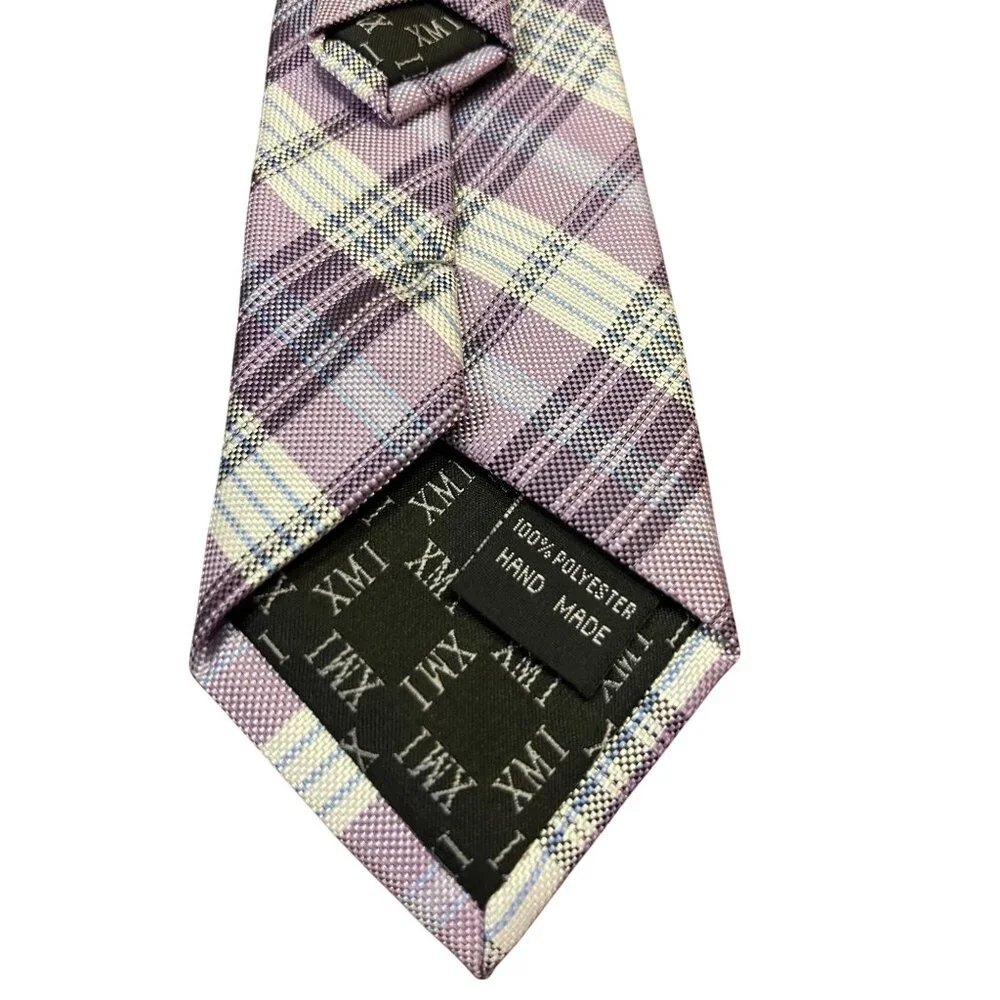 Lot of 2 XMI Zipper Ties Youth Size – Plaid Purple & Blue – Excellent Condition